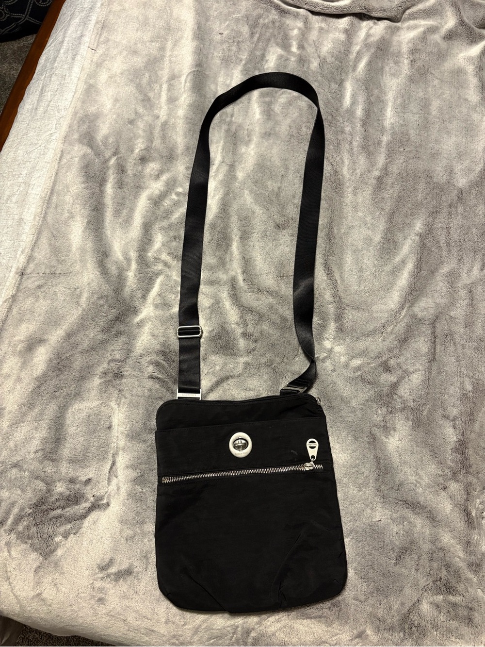 Black Crossbody Shoulder Bag for women Minimal Nylon Design